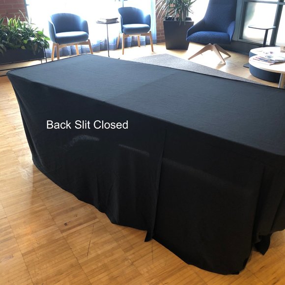 SET/3 Black Fitted 6-8-Ft Tablecloths - Picture 3 of 8